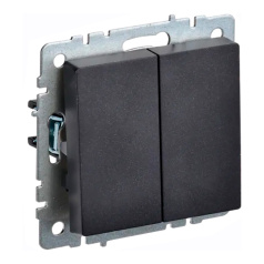 Выключатель IEK BRITE двухклавишный 10А ВС10-2-0-БрЧ черный [BR-V20-0-10-K02]