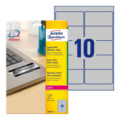 Этикетки Avery Zweckform, серебристые, 96 x 50.8 мм, 10 этикеток на листе А4 (20 листов) [L6012-20]