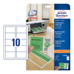 Заготовки для визиток Avery Zweckform, 85 х 54 мм, серый мрамор, матовые, 10 шт на листе А4 (10 листов) [C32094-10]