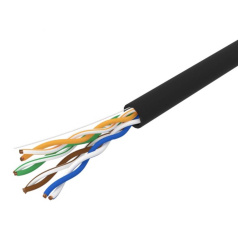 Кабель витая пара U/UTP Rexant, cat 5e, 4PR, 24AWG, внешний, черный, 305 м [01-0045]