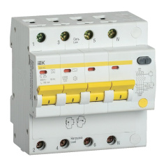 Дифференциальный автомат IEK KARAT АД14S 4P 25А 100мА, тип AC [MAD13-4-025-C-100]
