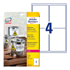 Всепогодные этикетки Avery Zweckform, белые матовые, 99.1 x 139 мм, 4 этикетки на листе А4 (20 листов) [L4774-20]