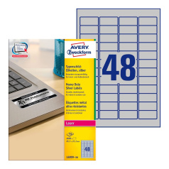 Этикетки Avery Zweckform, серебристые, 45.7 x 21.2 мм, 48 этикеток на листе А4 (100 листов) [L6009-100]
