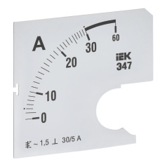 Шкала сменная для амперметра IEK Э47 30/5А класс точности 1.5, 72 х 72 мм [IPA10D-SC-0030]