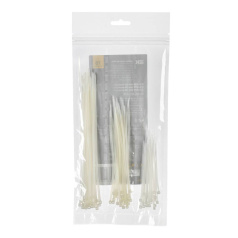 Набор хомутов-стяжек нейлоновых IEK 2.5 х 100 мм, 2.5 х 150 мм, 2.5 х 200 мм, белые (75 шт) [UNH35-N01-075]