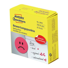 Этикетки-точки в диспенсере Avery Zweckform, Ø 19 мм, грустный смайлик, красный (250 шт) [3859]
