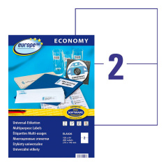 Этикетки самоклеящиеся Europe-100, белые, 210 x 148.5 мм, 2 этикетки на листе А4 (100 листов) [ELA026]