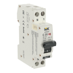 Автоматический выключатель дифференциального тока IEK ARMAT АВДТ B06S 1P+NP C20 30мА, тип A, 18 мм [AR-B06S-1N-C20A030]