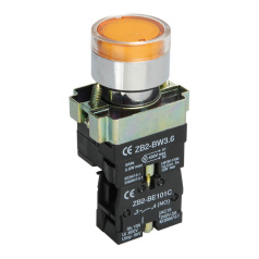 Кнопка управления с подсветкой IEK LAY5-BW3561, желтая 1NO [BBT50-BW-K05]