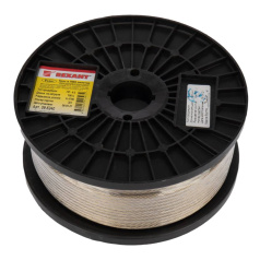 Трос стальной в ПВХ оплетке Rexant Ø 4.0 мм, прозрачный, бухта 100 м [09-5240]