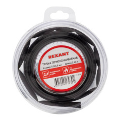 Термоусаживаемая трубка Rexant 5.0/2.5 мм, черная, ролик 2.44 м [29-0026]