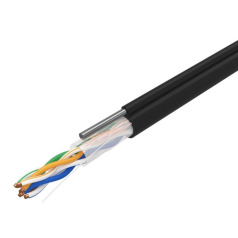 Кабель витая пара U/UTP Rexant, cat 5e, 4PR, 24AWG, внешний, черный, с тросом, 305 м [01-0046]
