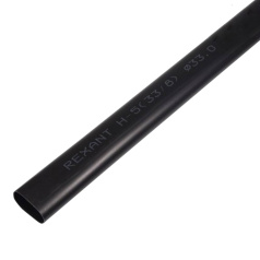 Среднестенные термоусаживаемая трубка клеевая Rexant 33.0/8.0 мм, черная, нарезка по 1 м [26-0033]
