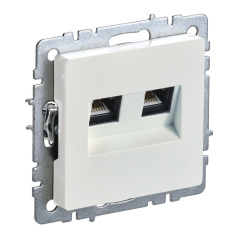 Розетка двойная RJ11+RJ45 IEK BRITE кат. 5E РК/Т12-БрЖ жемчуг [BR-KT20-O-1-K36]