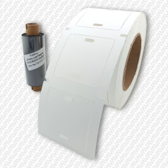 Комплект 2 в 1 №1: квадратная кабельная бирка У134 в рулоне (1000 шт) и риббон 75 м, для принтеров Brady BBP