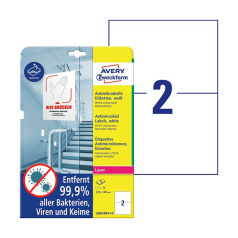 Антимикробные удаляемые этикетки Avery Zweckform, белые, 210 х 148 мм, 2 этикетки на листе А4 (10 листов) [L8002rev-10]