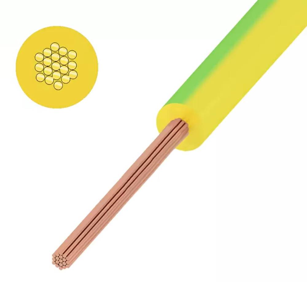 Провод монтажный UNIFLEX H07V-K 450/750В 1x2.5 мм² Cu5, желто-зеленый, ПВХ изоляция [cabH07V-K-1x2.5-b100-y/g]