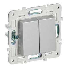 Проходной выключатель IEK SKANDY двухклавишный 10А SK-V05S серебряный [SK-V22-0-10-K23]