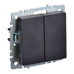 Проходной выключатель IEK BRITE двухклавишный 10А ВС10-2-6-БрЧ черный [BR-V22-0-10-K02]