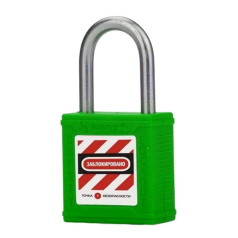 Замок блокировочный со стальной дужкой, 20 мм, Ø 6 мм, дисковый цилиндр, зеленый [gwr001DS20GRN]