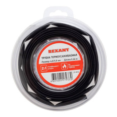 Термоусаживаемая трубка Rexant 6.0/3.0 мм, черная, ролик 2.44 м [29-0036]