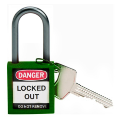 Замки нейлоновые компактные Brady, алюминиевые дужки, 38 мм, Ø 4.7 мм, зеленые, 6 шт [gws814128]