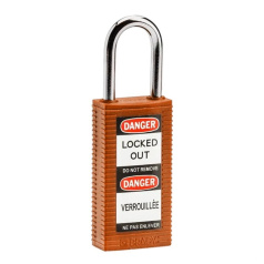 Замки нейлоновые Brady с удлиненным корпусом, стальные дужки, 38 мм, Ø 6.4 мм, оранжевые, 6 шт [gws834467]