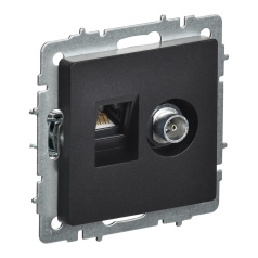 Розетка двойная TV+RJ45 IEK BRITE кат. 5E РТВ/РК12-БрЧ черный [BR-AK20-1-K02]