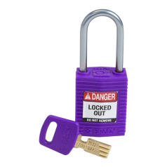 Замок SafeKey нейлоновый Brady компактный, алюминиевая дужка, 38 мм, Ø 4.7 мм, фиолетовый [gws151661]