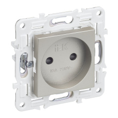 Розетка IEK SKANDY без заземления со шторками 10А SK-R01Sh шампань [SK-R13-10-K37]