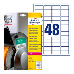 Суперпрочные пленочные этикетки Avery Zweckform, белые, 45.7 x 21.2 мм, 48 этикеток на листе А4 (10 листов) [L7911-10]
