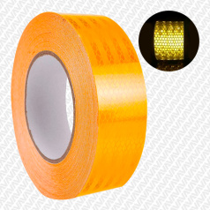 Алмазная светоотражающая лента желтая, 50 мм х 50 м