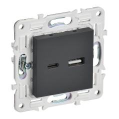 Розетка USB IEK SKANDY A+C 18Вт SK-R13G графит [SK-U22-018-K53]