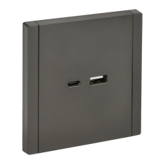 Розетка USB IEK FORTE&PIANO A+C 18Вт FP351 серый [FP-U22-018-K03]