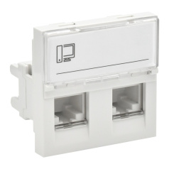 Розетка компьютерная RJ45 IEK PRIMER РКИ-22-00-П-5 UTP кат. 5E (2 модуля 2 входа) белая [PR-KK40D-RI-0-2-2C5EU-K01]
