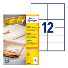 Эко-этикетки Avery Zweckform, белые, 105 x 48 мм, 12 этикеток на листе А4 (100 листов) [LR3424]