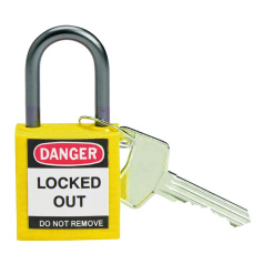 Замки нейлоновые компактные Brady, алюминиевые дужки, 25 мм, Ø 4.7 мм, желтые, 6 шт [gws814117]