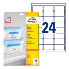 Морозостойкие этикетки Avery Zweckform, белые, 63.5 x 33.9 мм, 24 этикетки на листе А4 (25 листов) [L7970-25]