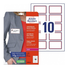 Самоклеящиеся бейджи Avery Zweckform, 80 х 50 мм, белые в красной рамке (20 листов) [L4786-20]