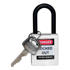 Замки нейлоновые Brady, пластиковые дужки, 38 мм, Ø 6.4 мм, белые, 6 шт [gws813641]