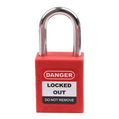 Замки нейлоновые со стальной дужкой, 38 мм, ∅ 6.4 мм, красные, 6 шт [gws51339]