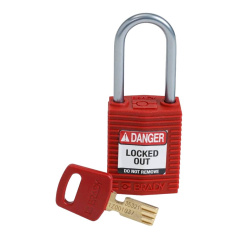 Замок SafeKey нейлоновый Brady компактный, алюминиевая дужка, 38 мм, Ø 4.7 мм, красный [gws151655]