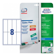 Магнитные таблички для струйных принтеров Avery Zweckform, белые матовые, 50 x 140 мм, 8 этикеток на листе А4 (5 листов) [J8875-5]