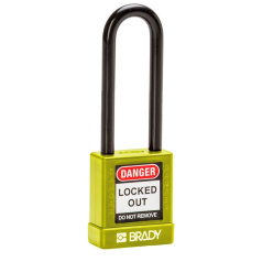 Замки алюминиевые с полимерным покрытием Brady, стальные дужки в нейлоновой оболочке, 75 мм, Ø 6.5 мм, желтые, 6 шт [gws834477]