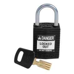 Замок SafeKey нейлоновый Brady компактный, алюминиевая дужка, 25 мм, Ø 4.7 мм, чёрный, 6 шт [gws152168]