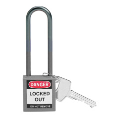 Замки нейлоновые компактные Brady, алюминиевые дужки 75 мм, Ø 4.7 мм, серые, 6 шт [gws814153]