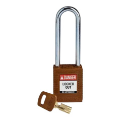 Замок SafeKey нейлоновый Brady, стальная дужка, 76 мм, Ø 6.4 мм, коричневый [gws150247]