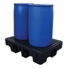 Пластиковый поддон EURO для 2 бочек Brady SPEB-2 химически устойчивый, без решетки, черный [spc196269]