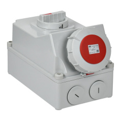 Розетка с механической блокировкой IEK ССИ-834 63А-6ч/380В 3P+PE IP67 [PSR12-063-4-5-67]