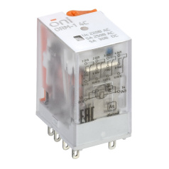 Реле интерфейсное с LED и тестовой кнопкой ORM-1 ONI 4C 220В AC [ORM-1-4C-AC220V-L-B]